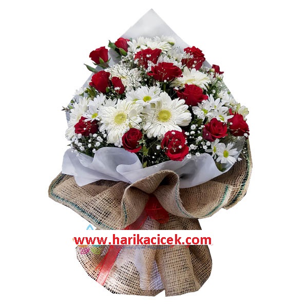 papatya ve gller buketi 